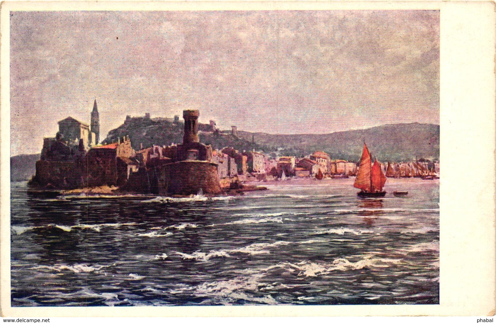 Slovenia, Piran, Pirano, View From The Sea, Adria Austellung With Mermaid Logo, Old Postcard 1913 - Slovenia