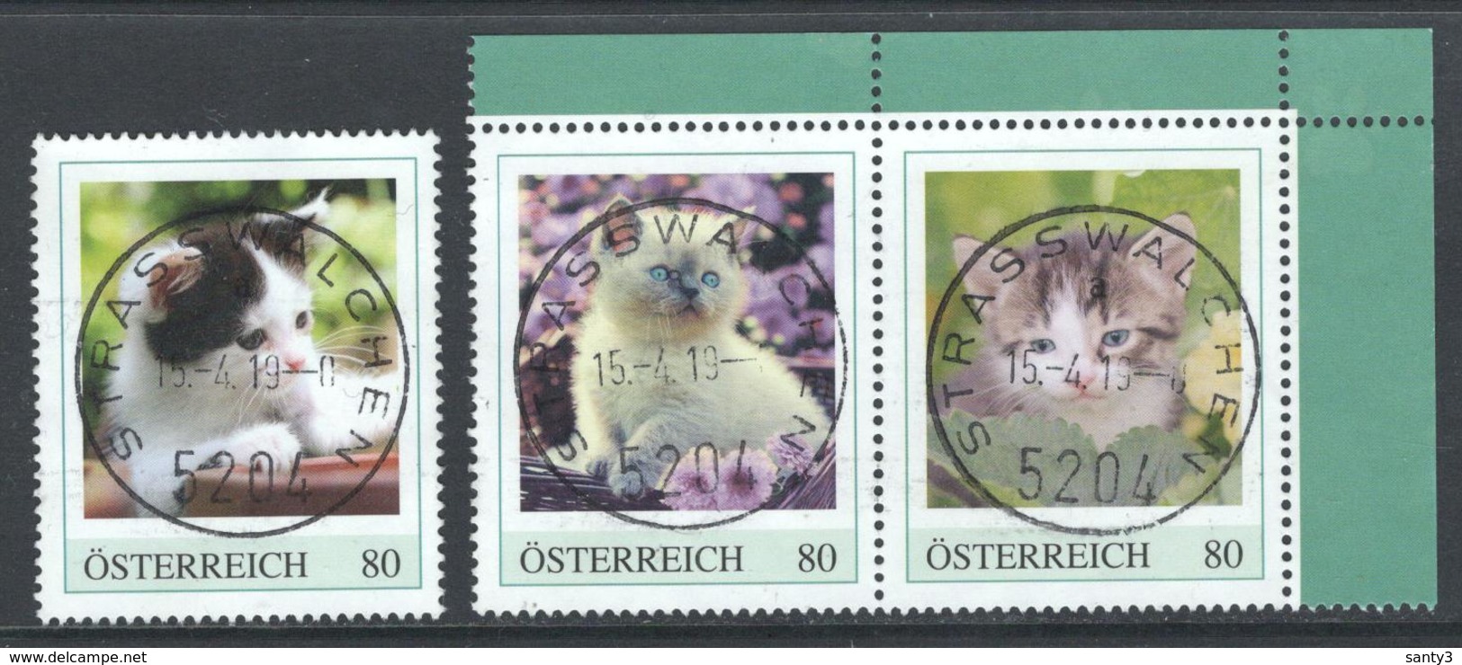 Oostenrijk, Persoonlijke Zegels, Onderwerp "KATJES", Prachtig Gestempeld - Timbres Personnalisés