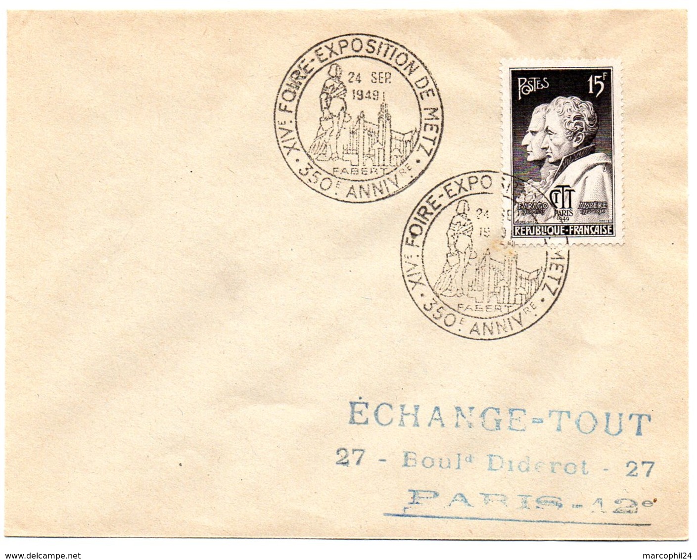 CACHET TEMPORAIRE Illustré = 57 METZ 1949 ' FOIRE EXPOSITION ' - Gedenkstempel