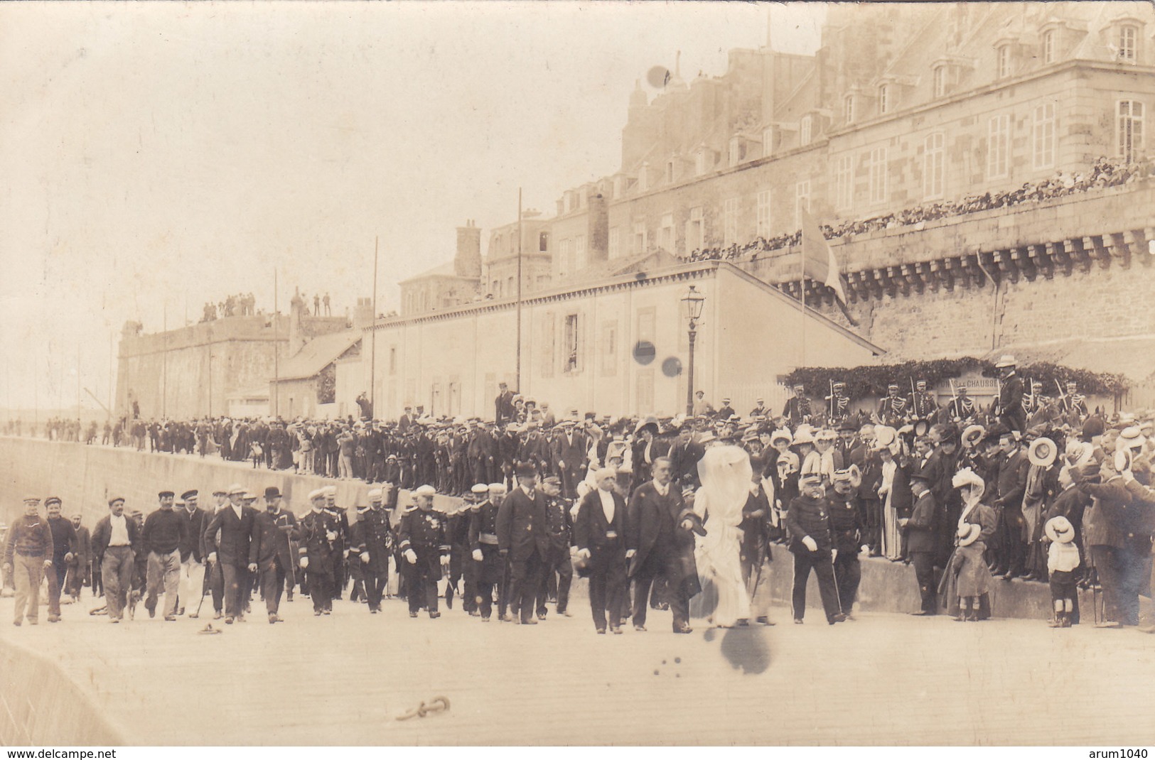 SAINT MALO : Visite Du Ministre De La Marine Thomson Le 23/08/1908 - Rare Carte Photo. - Saint Malo