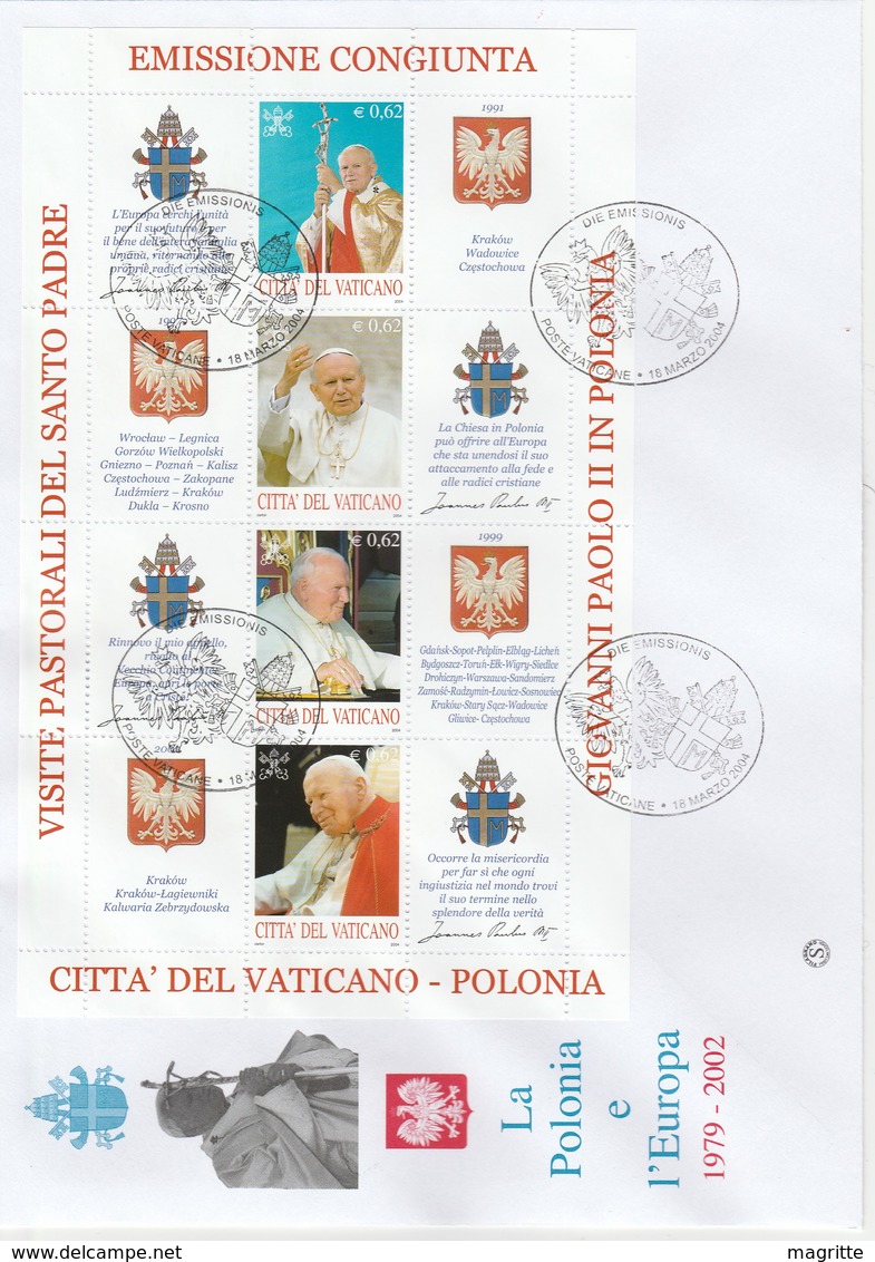 Pologne Vatican 2004 Emission Commune 6 FDC Pape Jean Paul II Poland Joint Issue John Paul II - Emissioni Congiunte