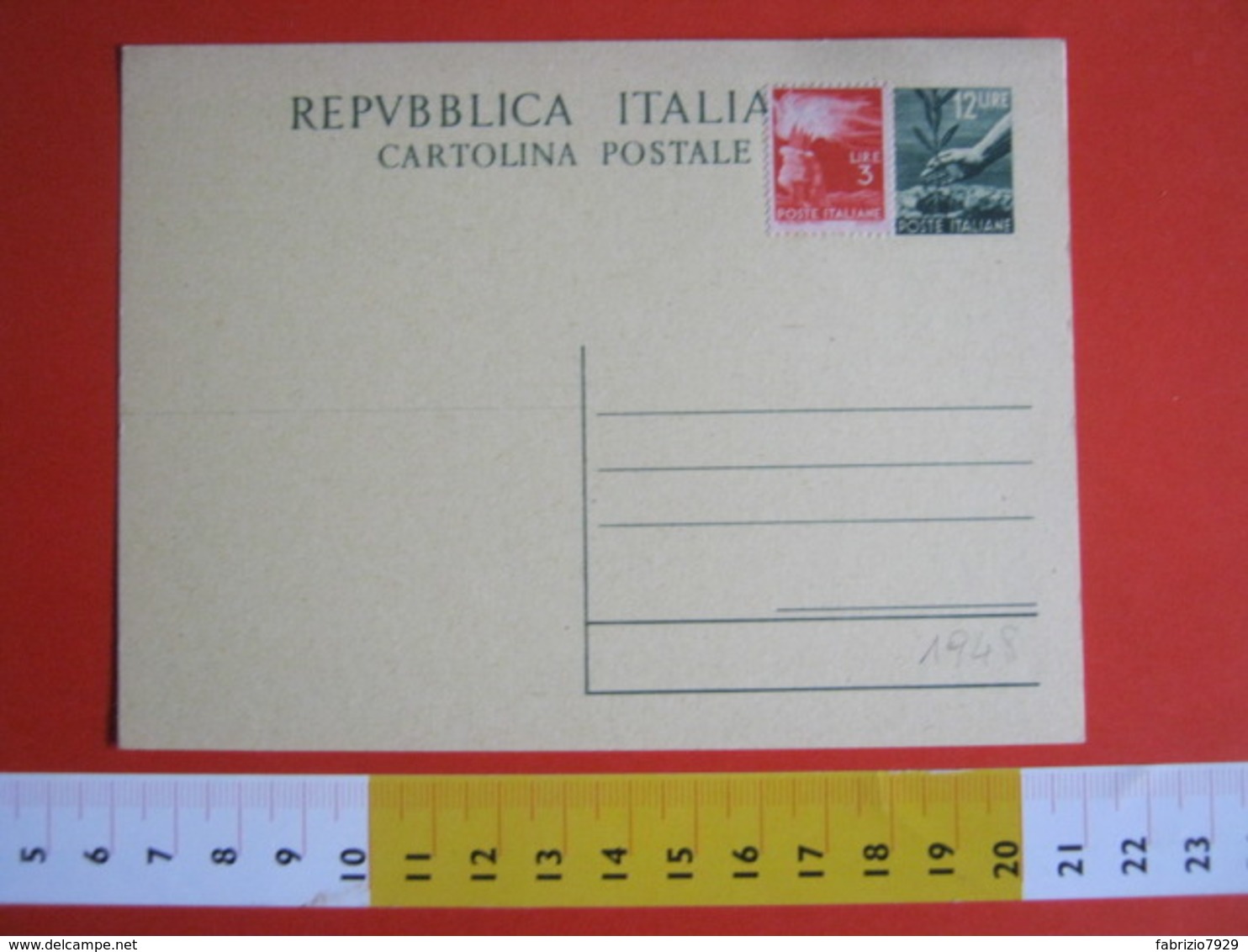 PC.1 ITALIA INTERO POSTALE POST CARD NUOVO - 1948 REPUBBLICA 12 LIRE VERDE CREMA OLIVO AGRICOLTURA - Agricoltura