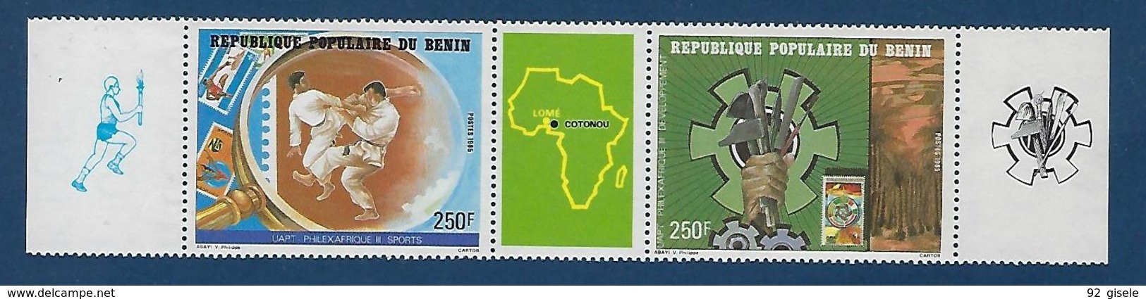 Benin YT 625A Tryptique " Philexafrique III "  1985 Neuf** - Bénin – Dahomey (1960-...)