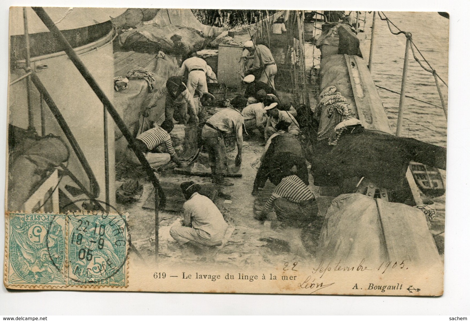 83 MARINE Marins Lavage Du Linge En Mer 1905 Timb A Bougault  1905 Timb    D07 2019 - Autres & Non Classés