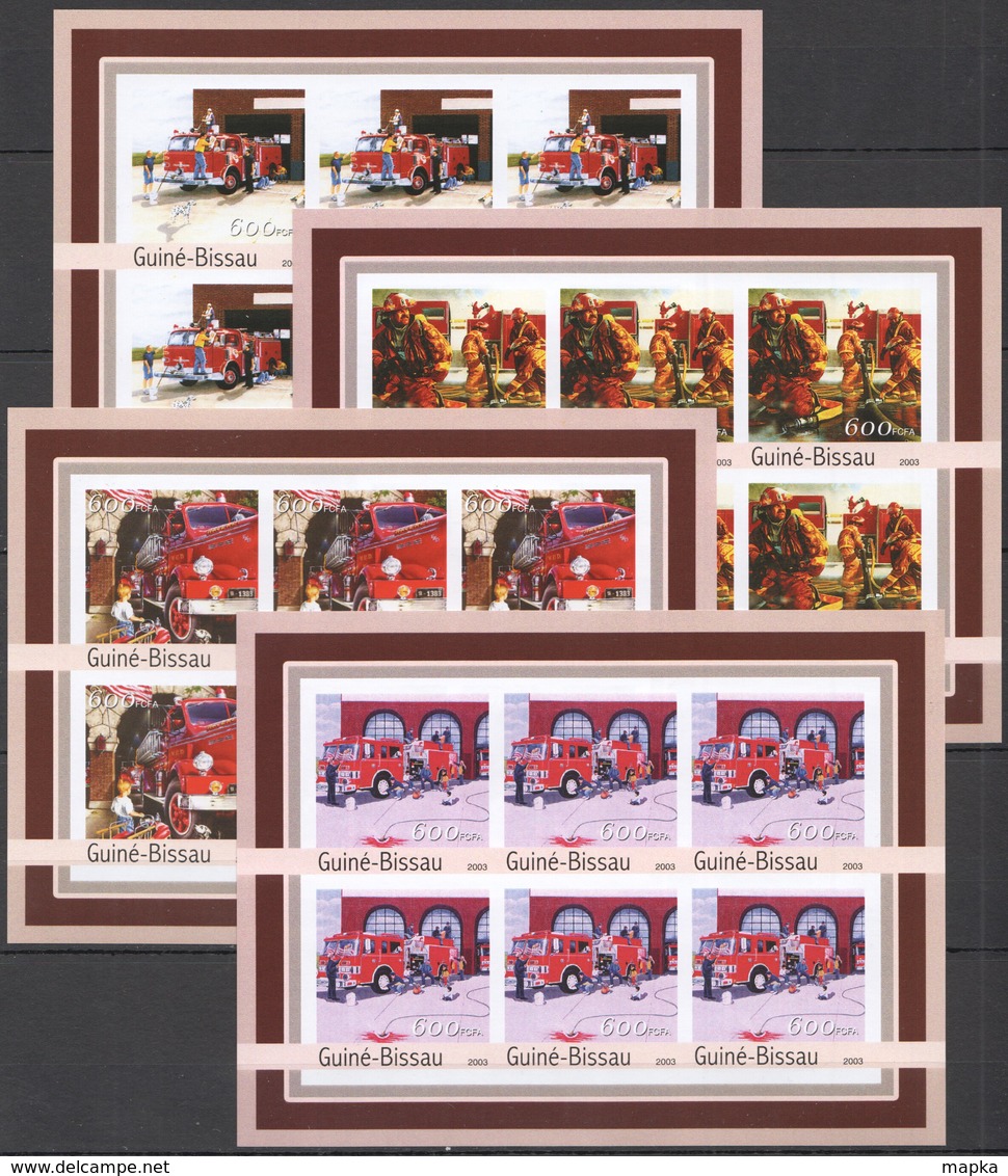 XX662 IMPERFORATE 2003 GUINEA-BISSAU TRANSPORT BRIGADE FIRE TRUCKS !!! 6SET MNH - Camions