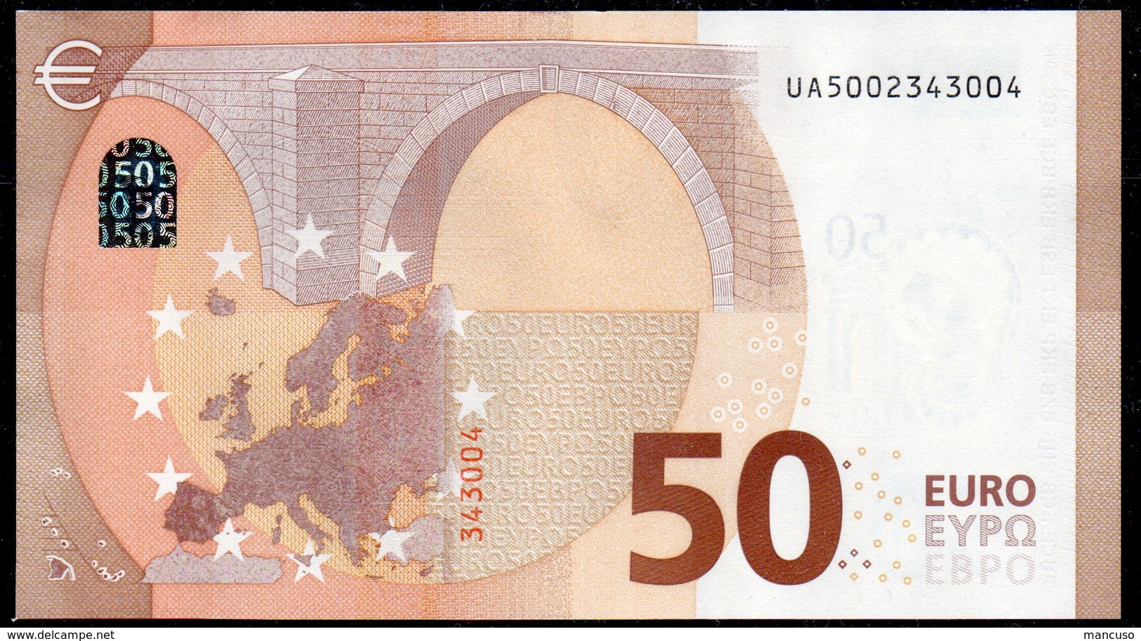 50 EURO FRANCE  UA U001 "00" - DRAGHI   UNC - 50 Euro