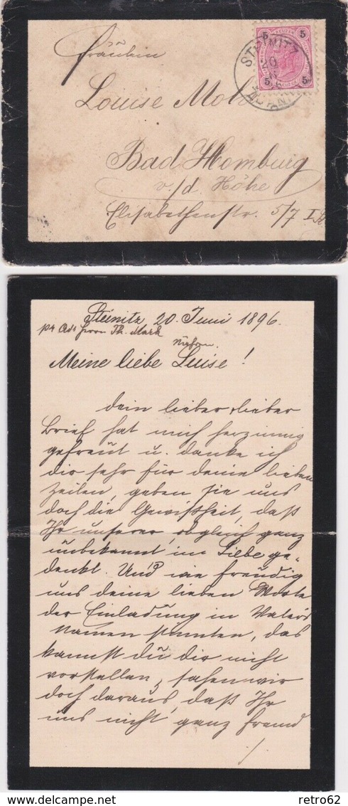 Austria-1896 5k Red On Steinitz (Zdanice, Czech Rep) Mourning Cover To Germany - Lettres & Documents