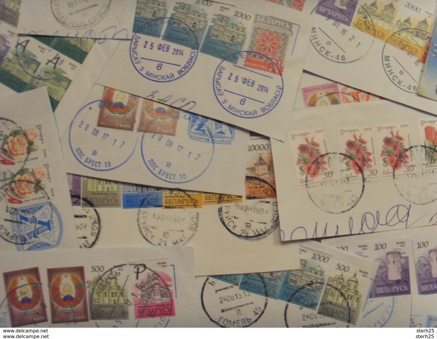 I Do Not Accept Pay Pal Belarus 1000 Stamps Fragments Of Letters Full Of Postmark Variety Of Stamps And Postmarks - Kilowaar (min. 1000 Zegels)