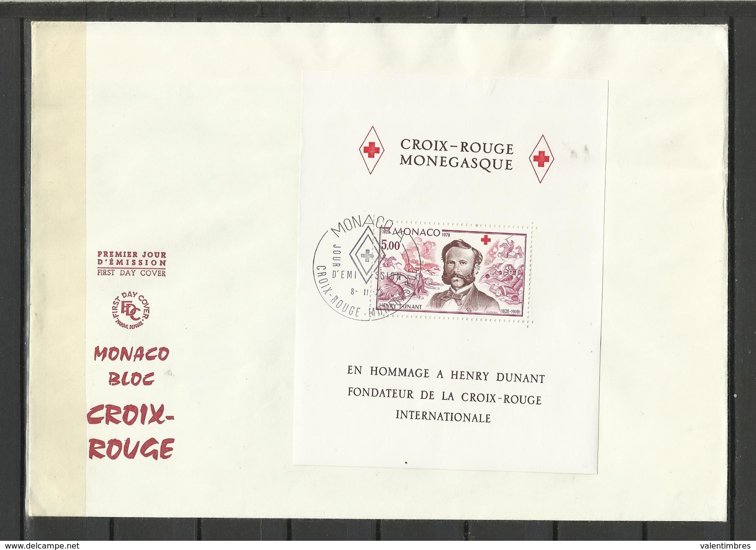 Monaco FDC YT BF 15  Henry Dunant Croix Rouge Internationale - Henry Dunant