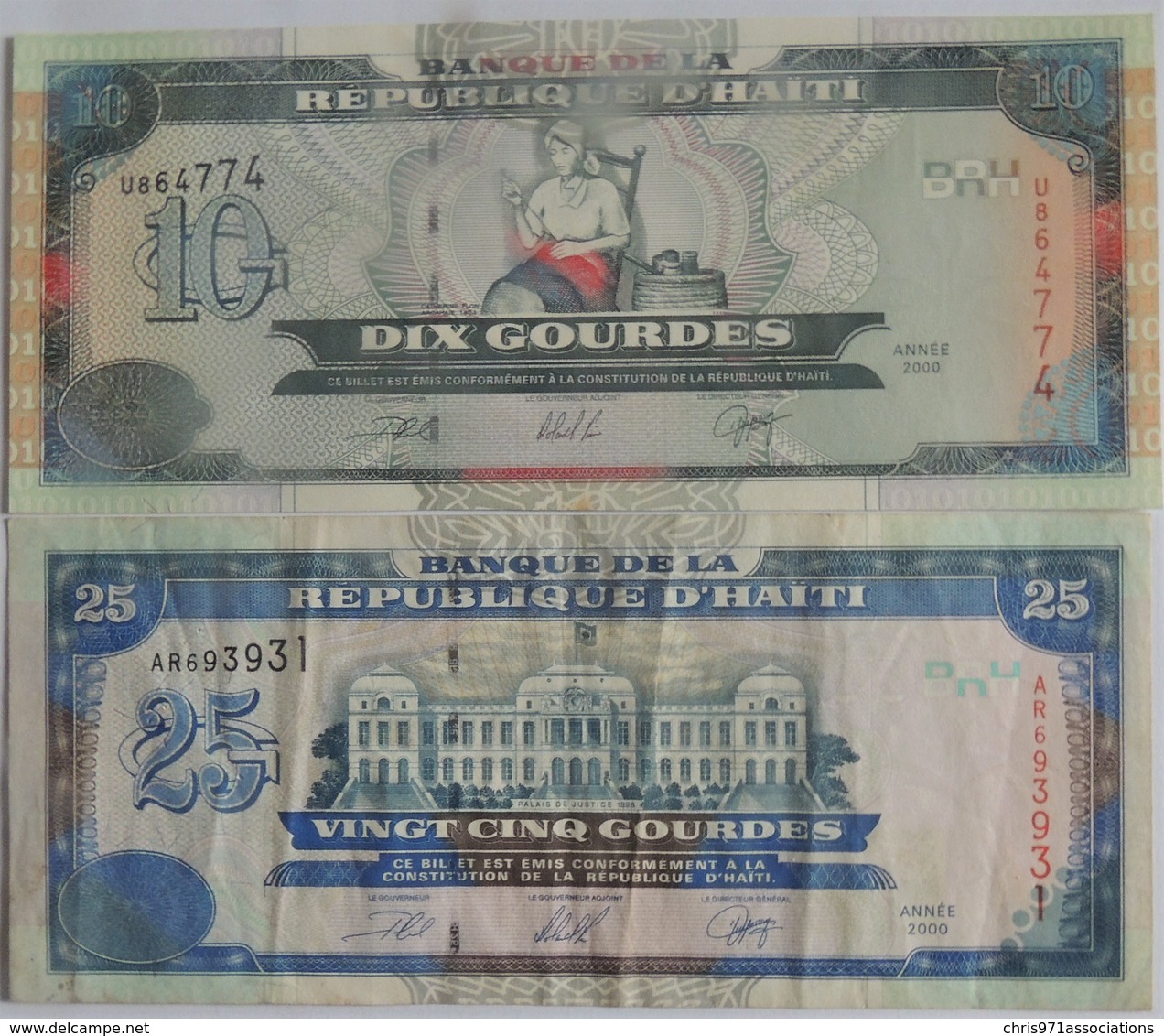 Billets D'Haîti De 10 Et 25 Gourdes 2000 Neufs/UNC Pick 265 Et 266 - Haiti