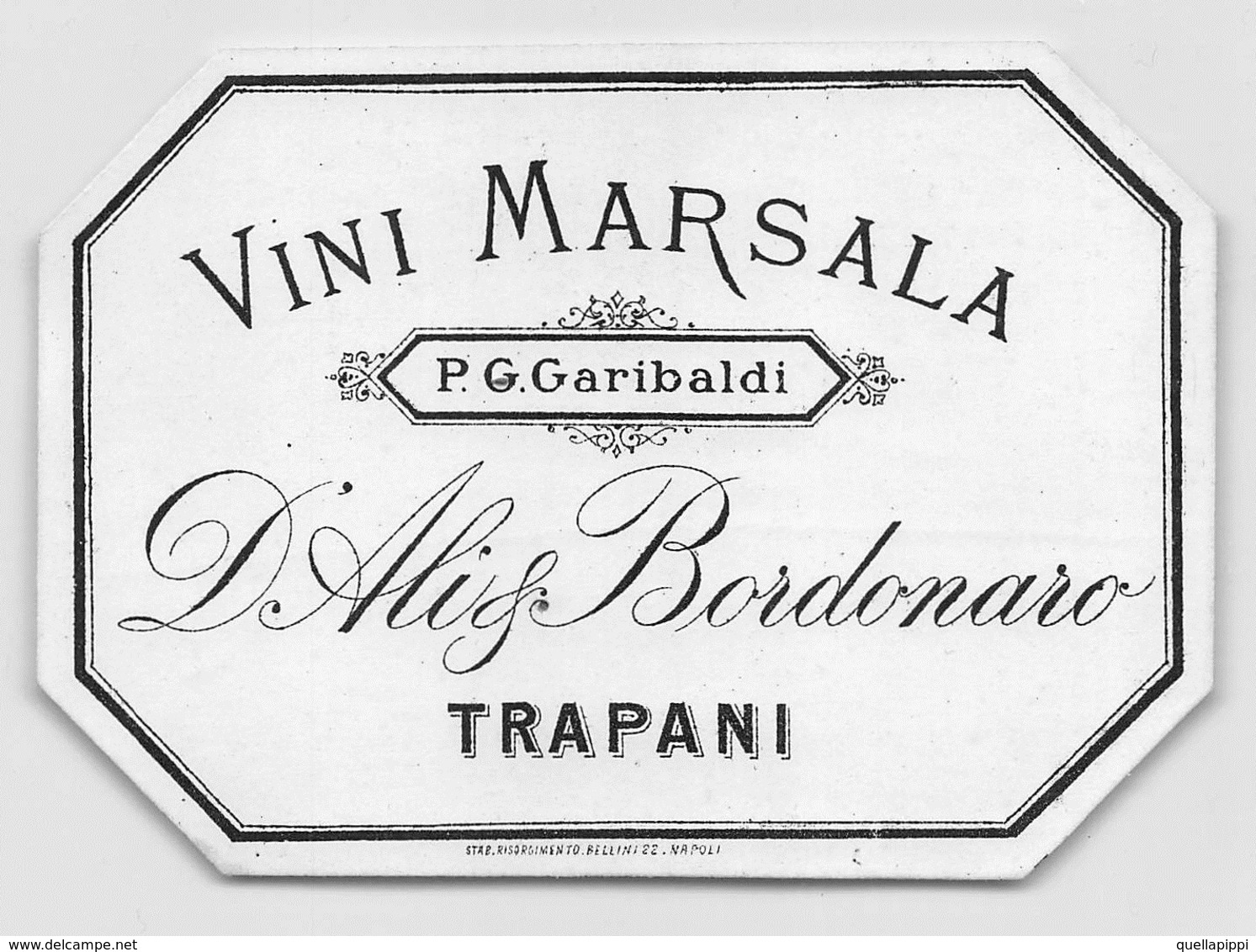 D9276 " VINI  MARSALA  - P.G. GARIBALDI  - D ALI & BORDONARO - TRAPANI".  ETICHETTA ORIG. - Altri & Non Classificati