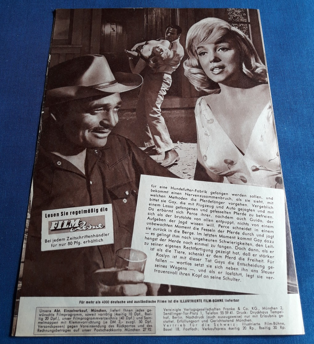 Marilyn Monroe, Clark Gable, Montgomery Clift > "MISFITS - Nicht Gesellschaftsfähig" > Altes IFB-Filmprogramm (fp137) - Zeitschriften