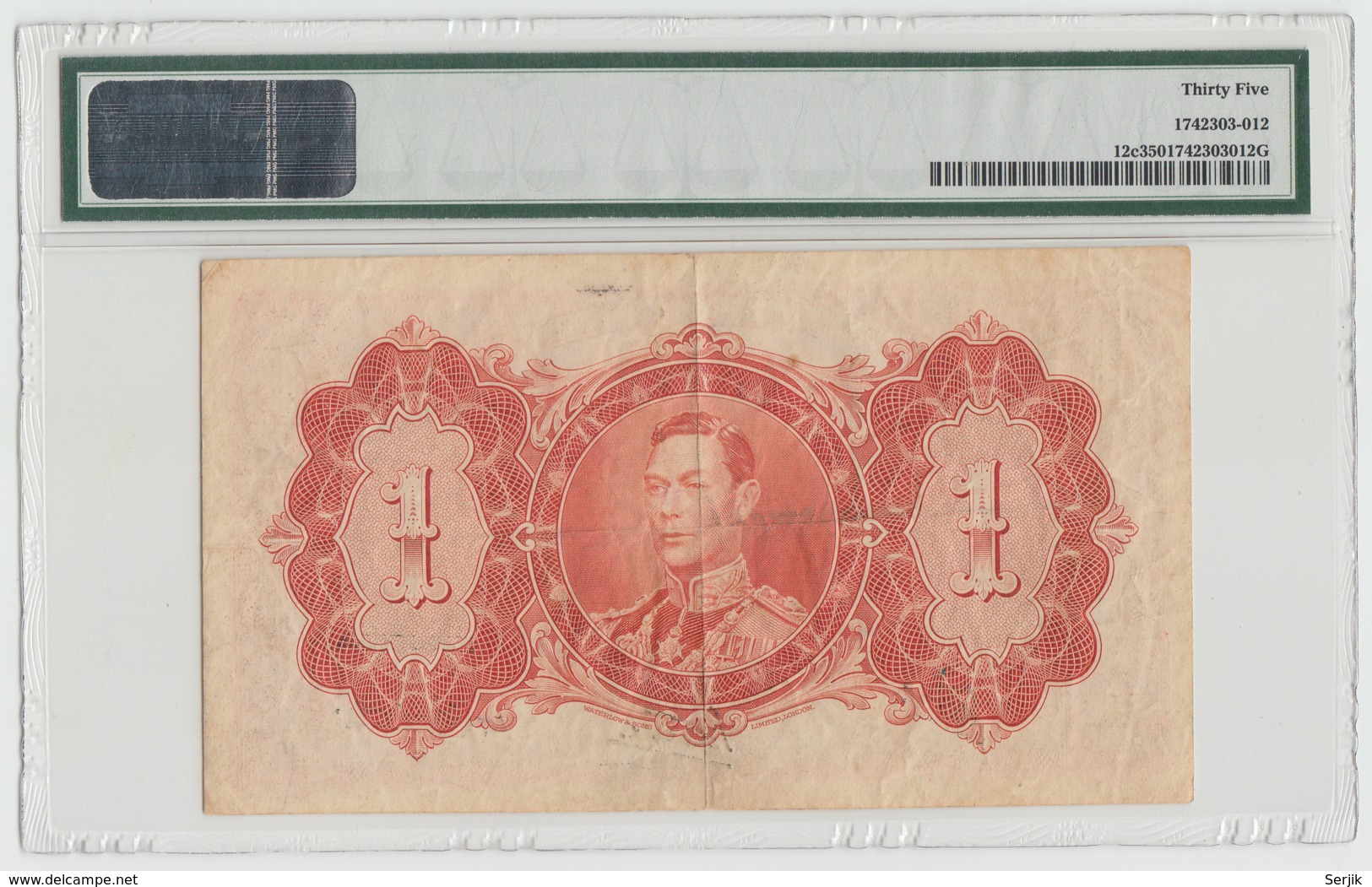 British Guiana 1 Dollar 1942 VF+ PMG 35 Pick 12c - Guyana