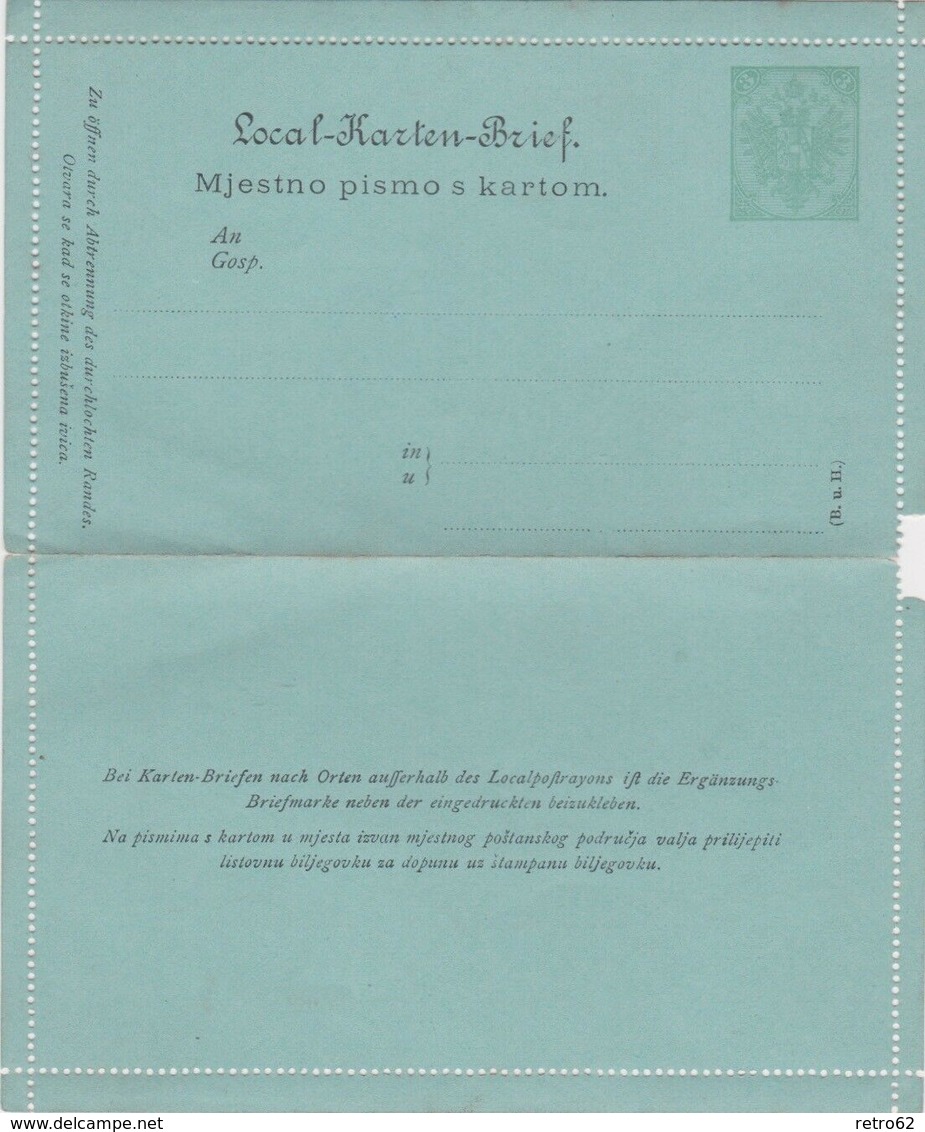 Bosnia-1888 Austria Period Unused 3 Kr Green On Green PS Letter Card Cover LC 3 - Lettres & Documents