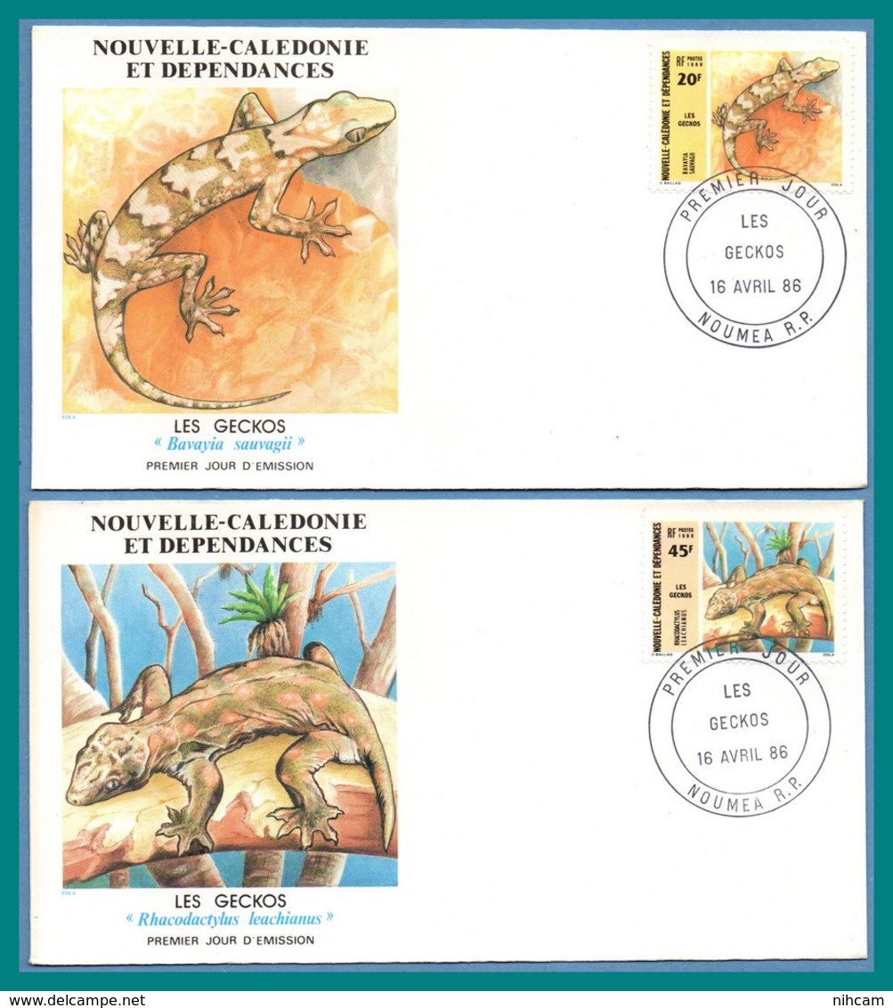 Nouvelle Calédonie FDC N° 516 517 Geckos Lézard Margouillard 1986  New Calédonia - FDC