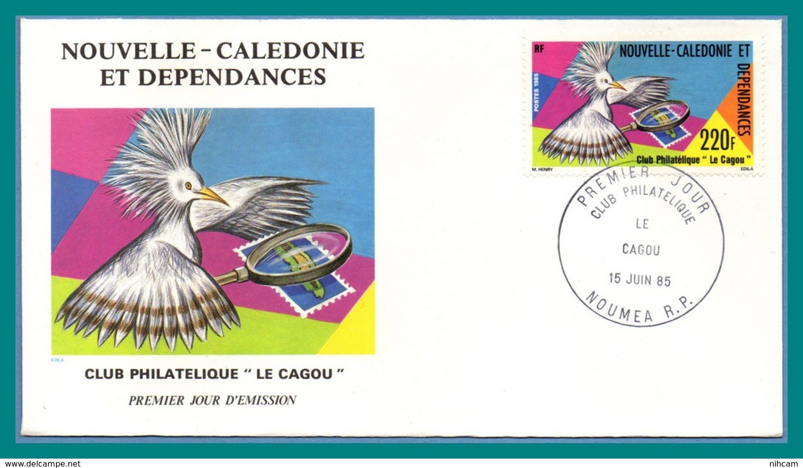 Nouvelle Calédonie FDC N° 504 Cagou 220F 1985  New Calédonia Oiseau Bird - FDC