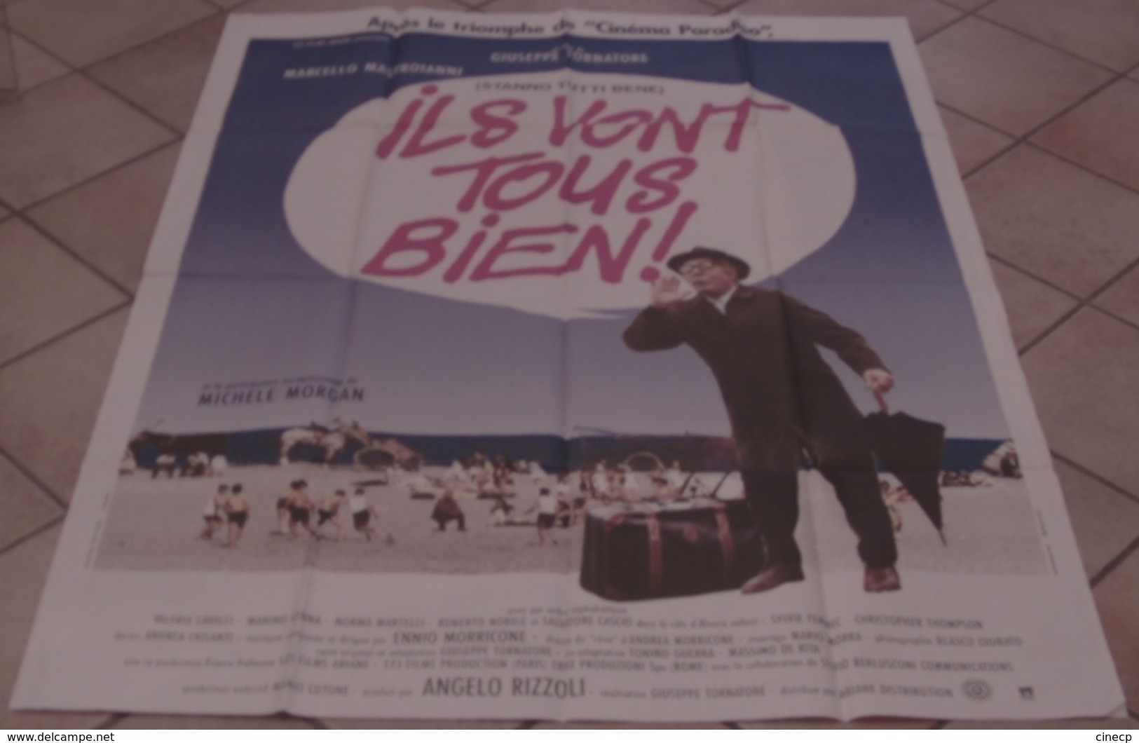 AFFICHE CINEMA ORIGINALE FILM ILS VONT TOUS BIEN ! TORNATORE MASTROIANNI Michèle MORGAN 1990 TBE JOUINEAU BOURDUGE - Affiches & Posters