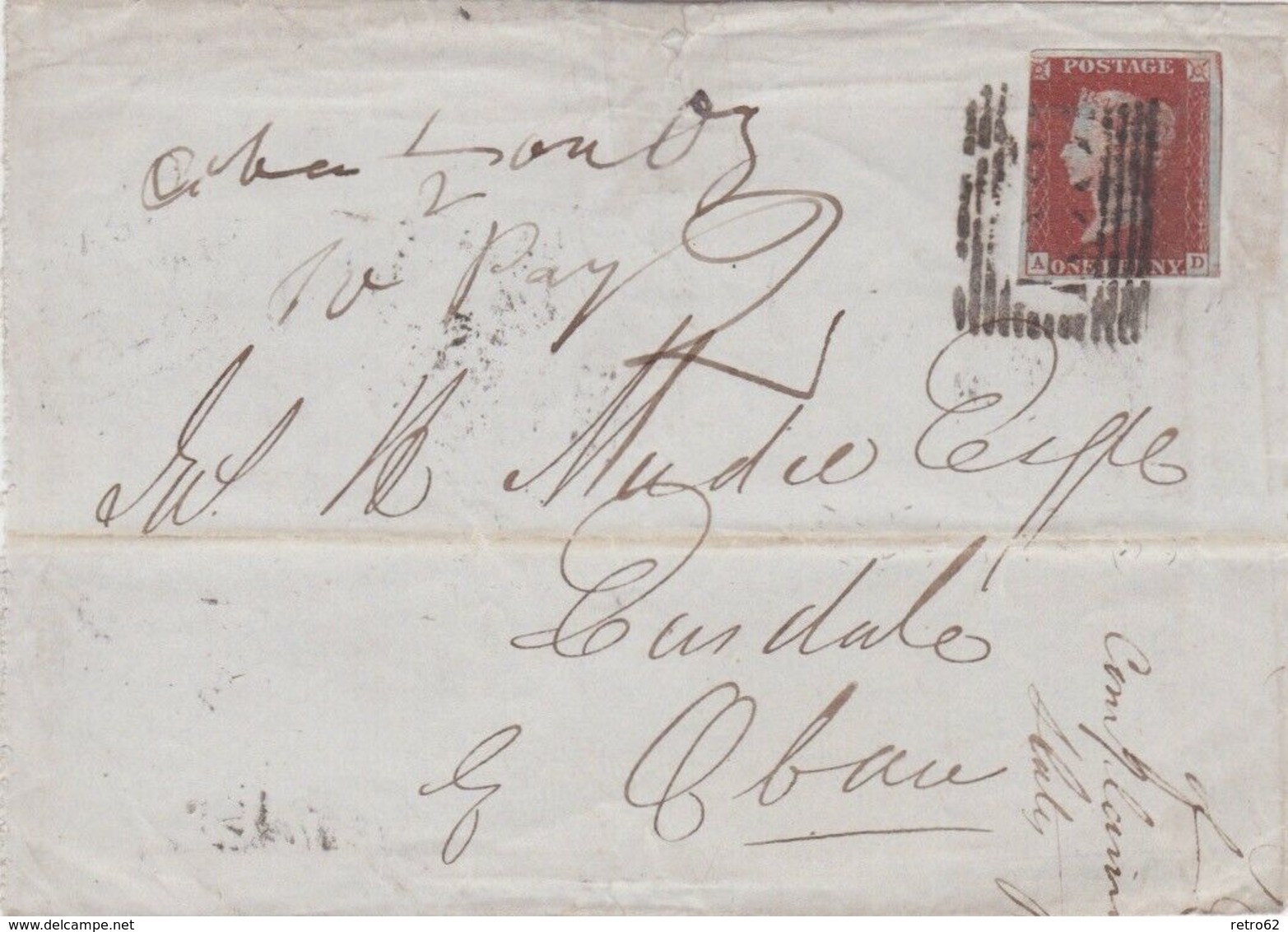 Great Britain-1845 QV 1d Red On Blue Paper On Inverness, Scotland Cover To Oban - Covers & Documents