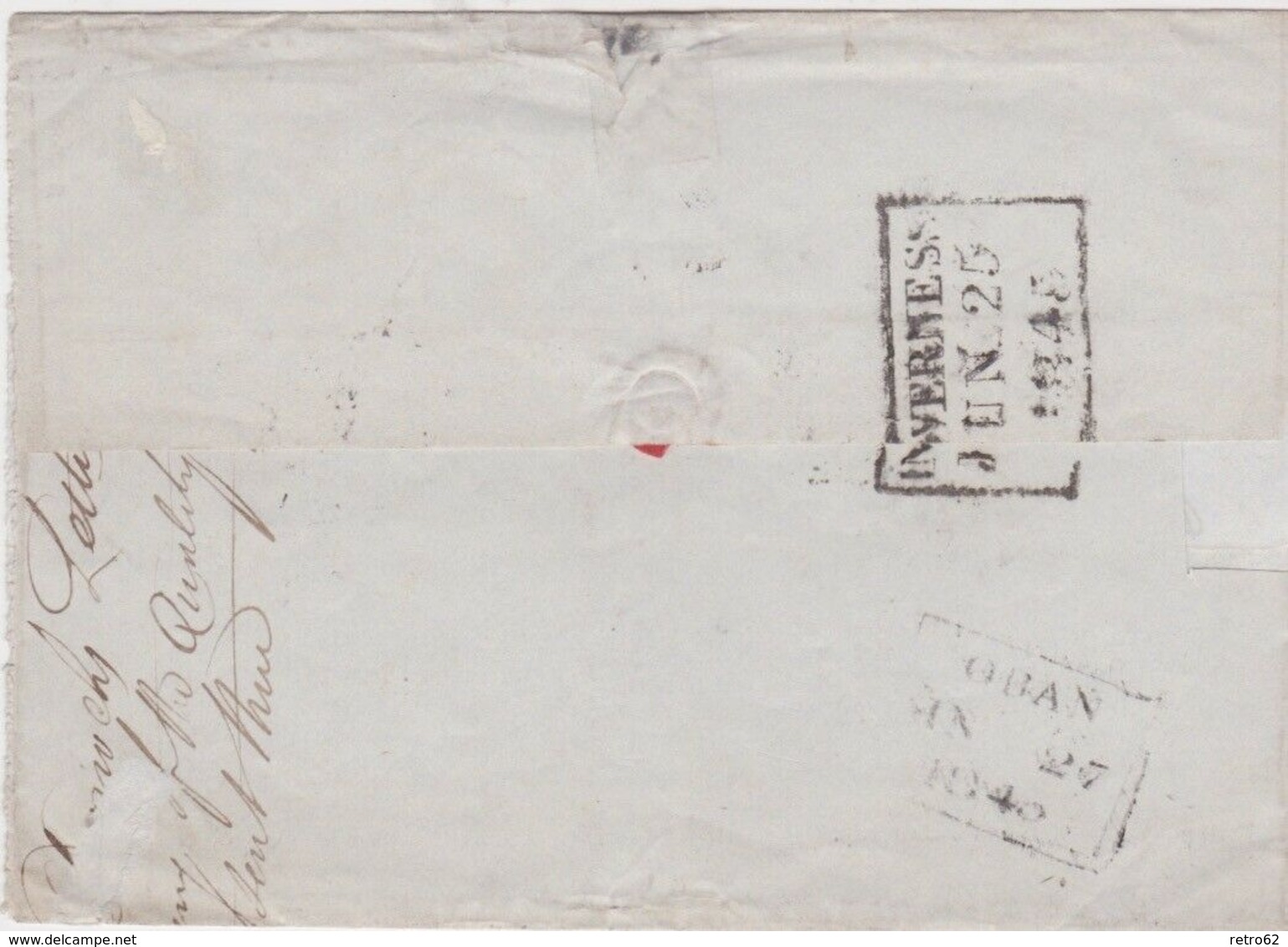 Great Britain-1845 QV 1d Red On Blue Paper On Inverness, Scotland Cover To Oban - Briefe U. Dokumente