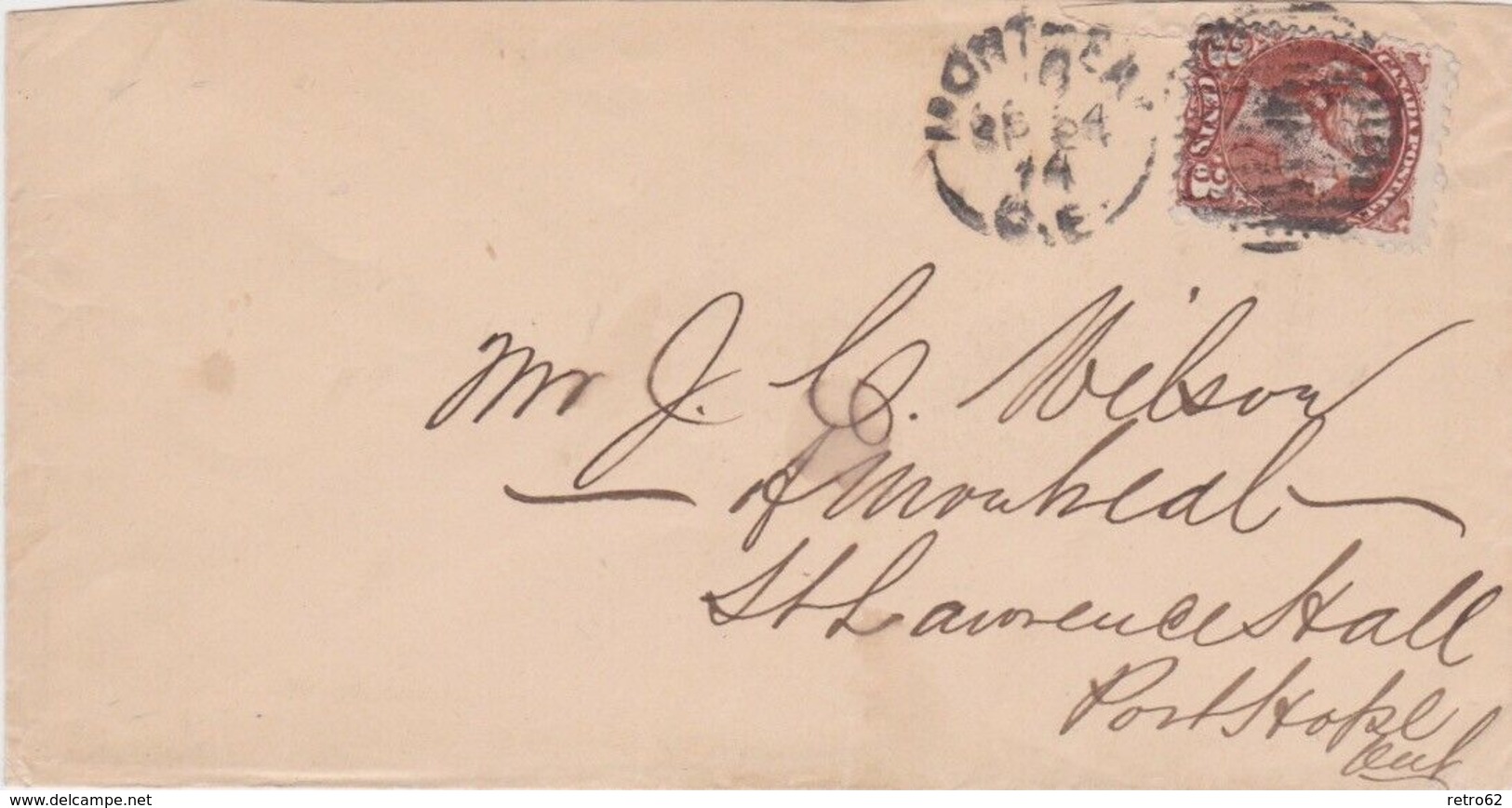Canada-1874 3 Cents Brown On Montreal Q.E. Letter Cover To Port Hope, C.W. - Lettres & Documents