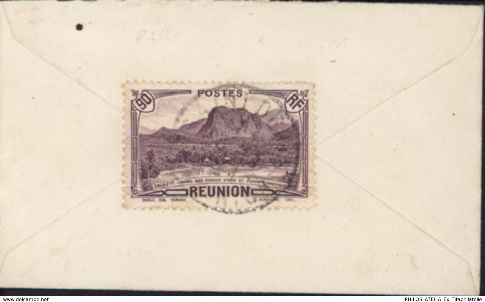 YT 168 CAD St Denis Réunion Je Pense 1941 Sur Enveloppe Pour Carte De Visite - Oblitérés