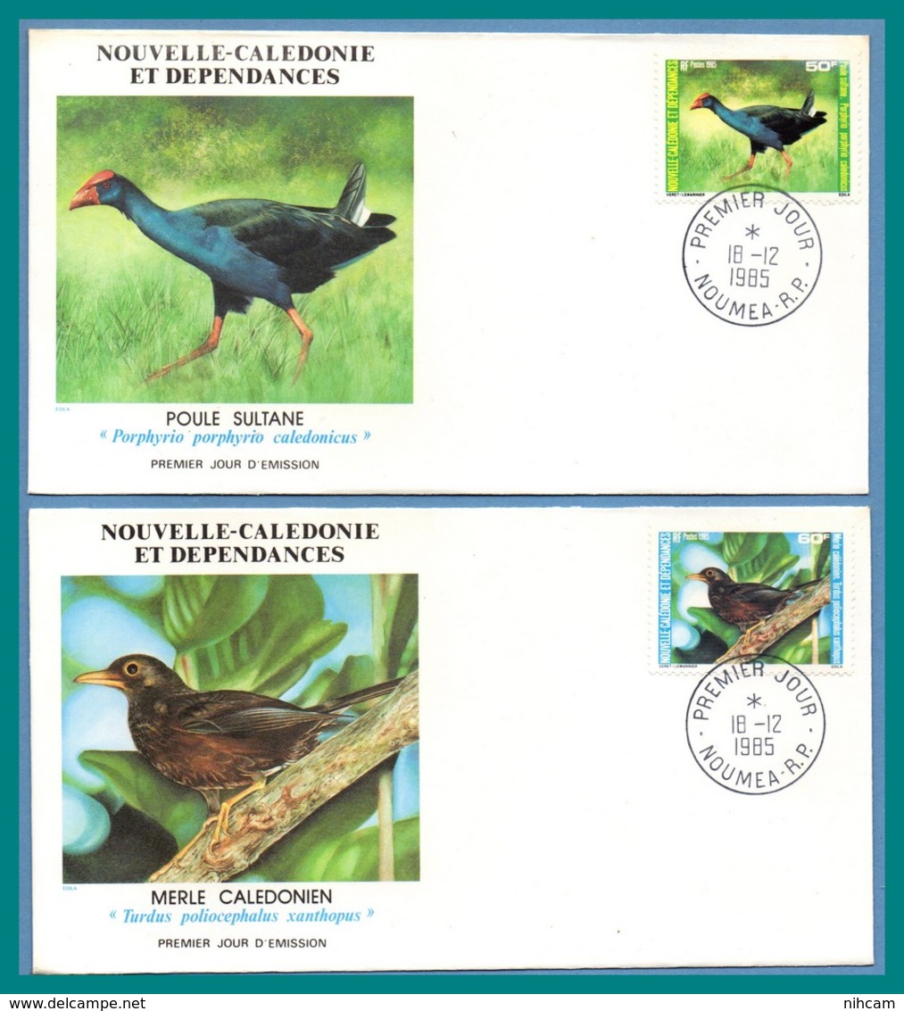 Nouvelle Calédonie FDC N° 510 511 Merle Poule Sultane 1985  New Calédonia Oiseau Bird - FDC