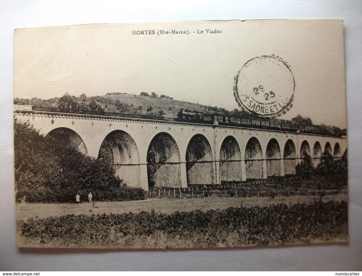 Carte Postale Hortes (52) Le Viaduc - Ligne Chemin De Fer - Train à Vapeur ( Petit Format Oblitérée Timbres 5 Centimes ) - Autres & Non Classés