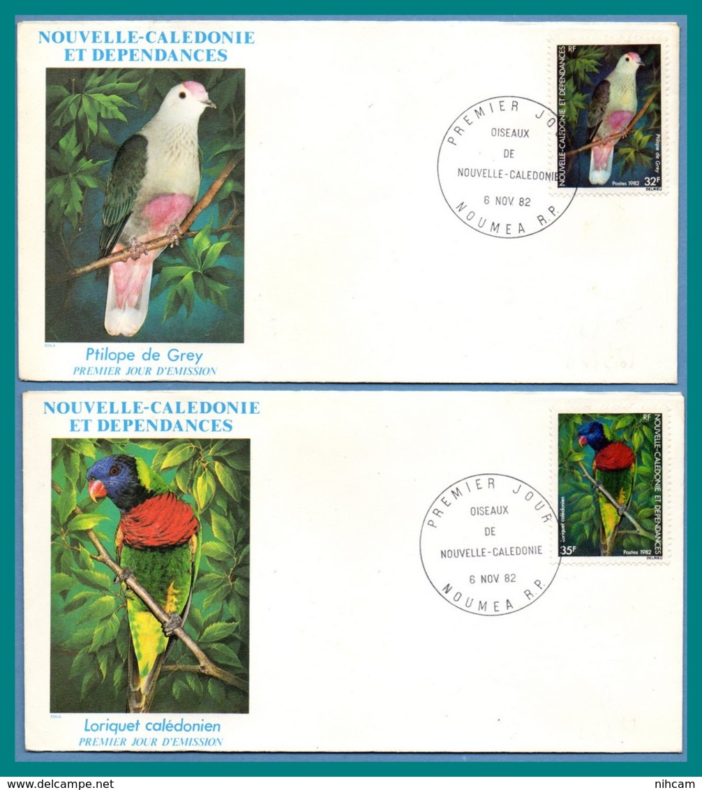 Nouvelle Calédonie FDC N° 462 463 Ptilope De Gey Loriquet 1982  New Calédonia Oiseau Bird - FDC