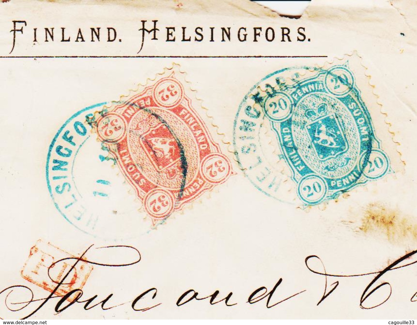 Finlande, D'helsinki En 1875,n°16a Et 20 Dentelé 11  Pour Cognac    TB Et RR Sur Lettre - Lettres & Documents