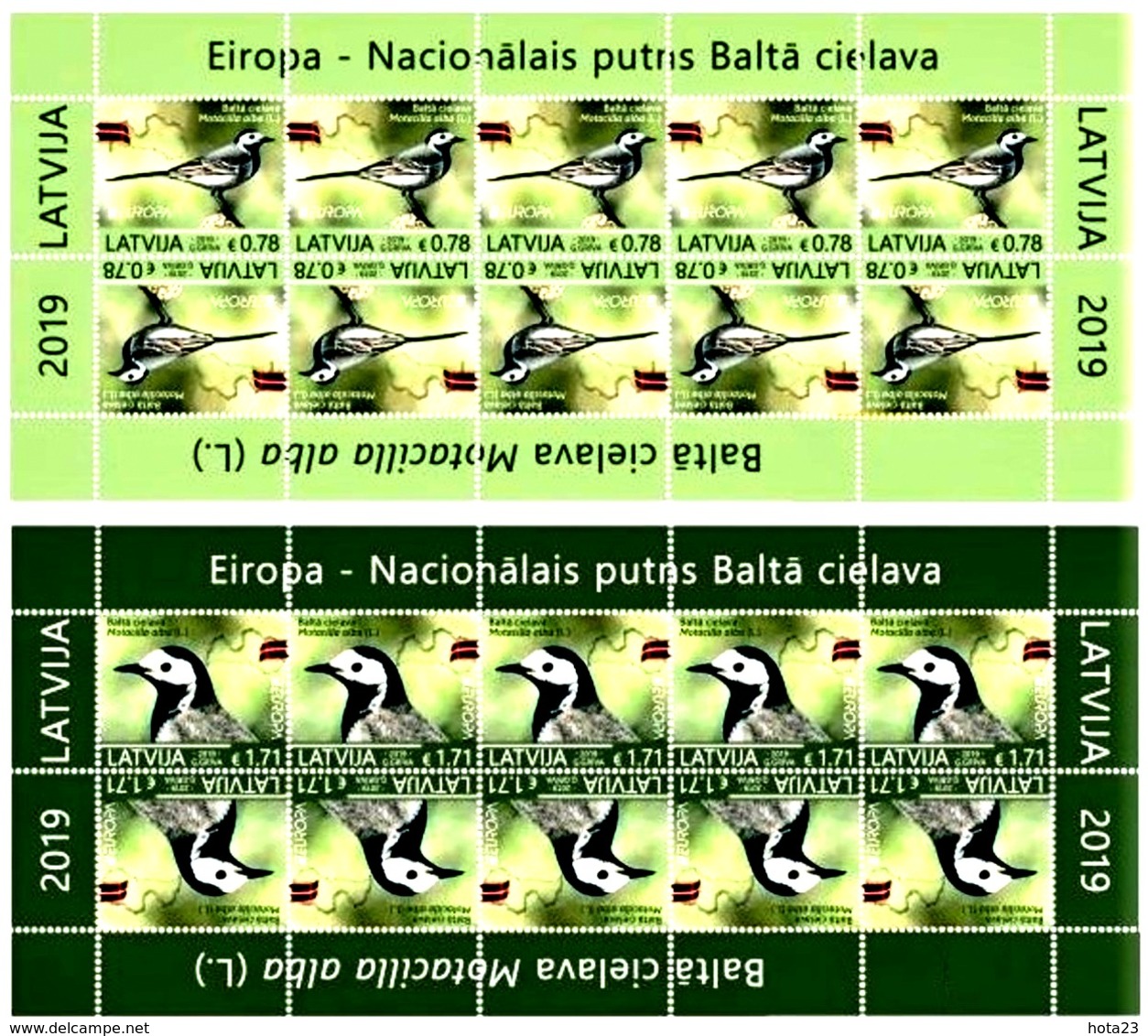 2019 Latvia / Lettonie - Bird Stamp White Wagtail  2 Mini Sheets  MNH - 2019