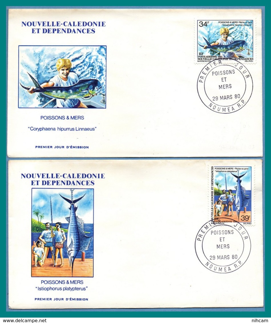 Nouvelle Calédonie FDC N° PA 202 203 Poissons Fish 1980  New Calédonia (leg. Défraîchies, Voir) - FDC