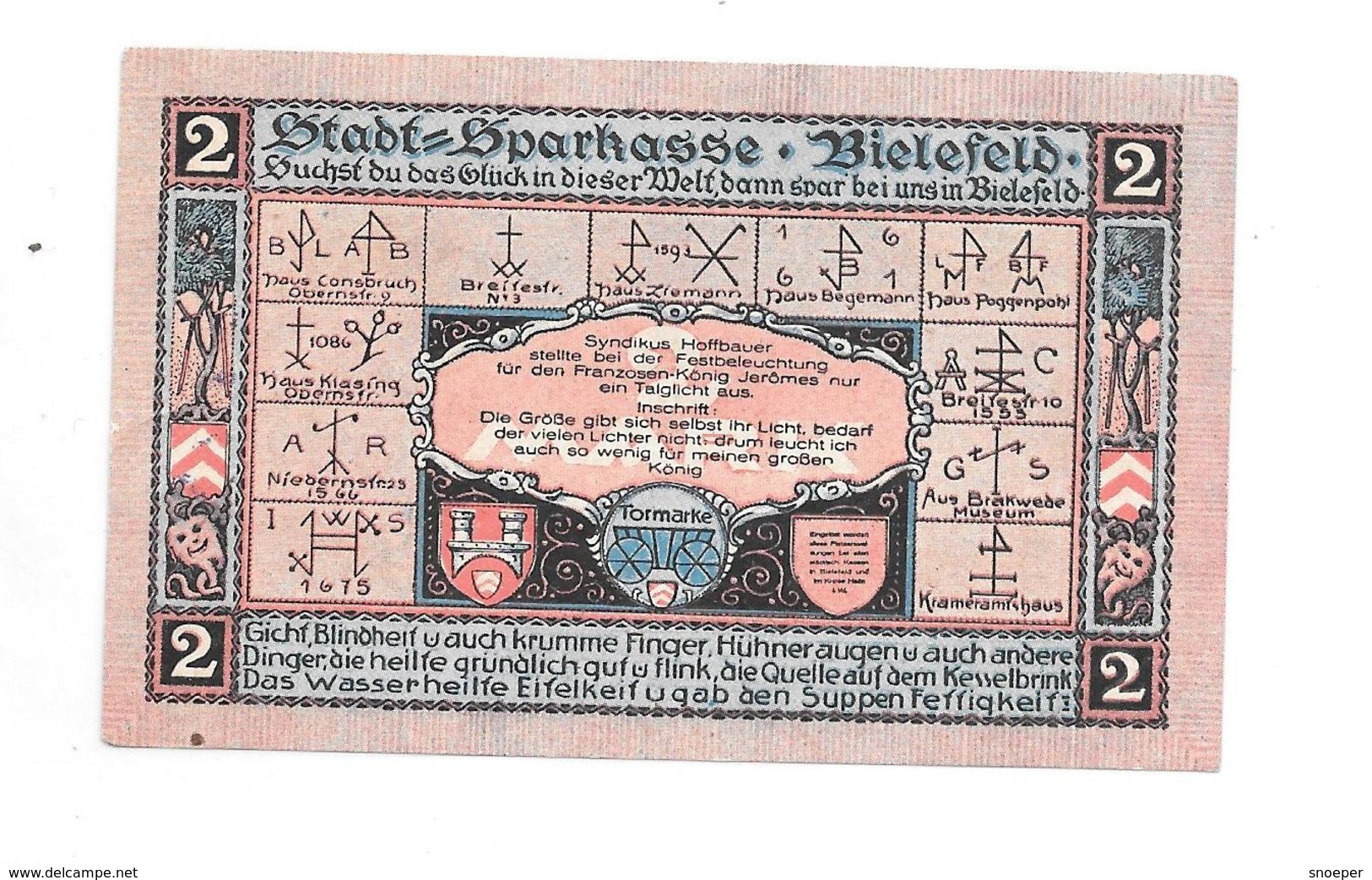 **notgeld Bielefeld  2 Mark  103.6a - [11] Emissions Locales