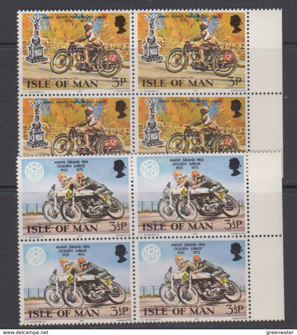 Isle Of Man 1973 Motorcycles Grand Prix 2v Bl Of 4 ** Mnh (42529B) - Man (Eiland)