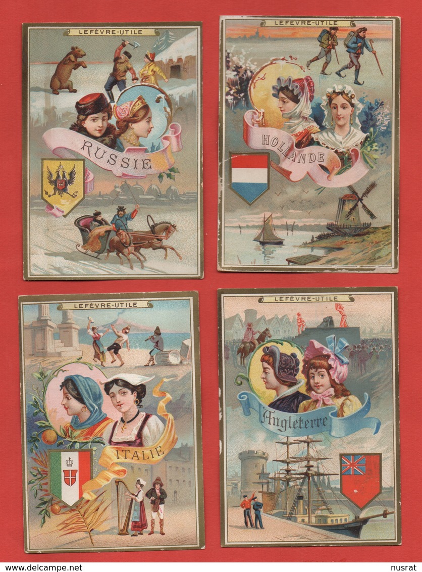 Biscuits LU, Lot De 4 Chromos, Pays, Angleterre, Italie, Russie, Hollande - Lu