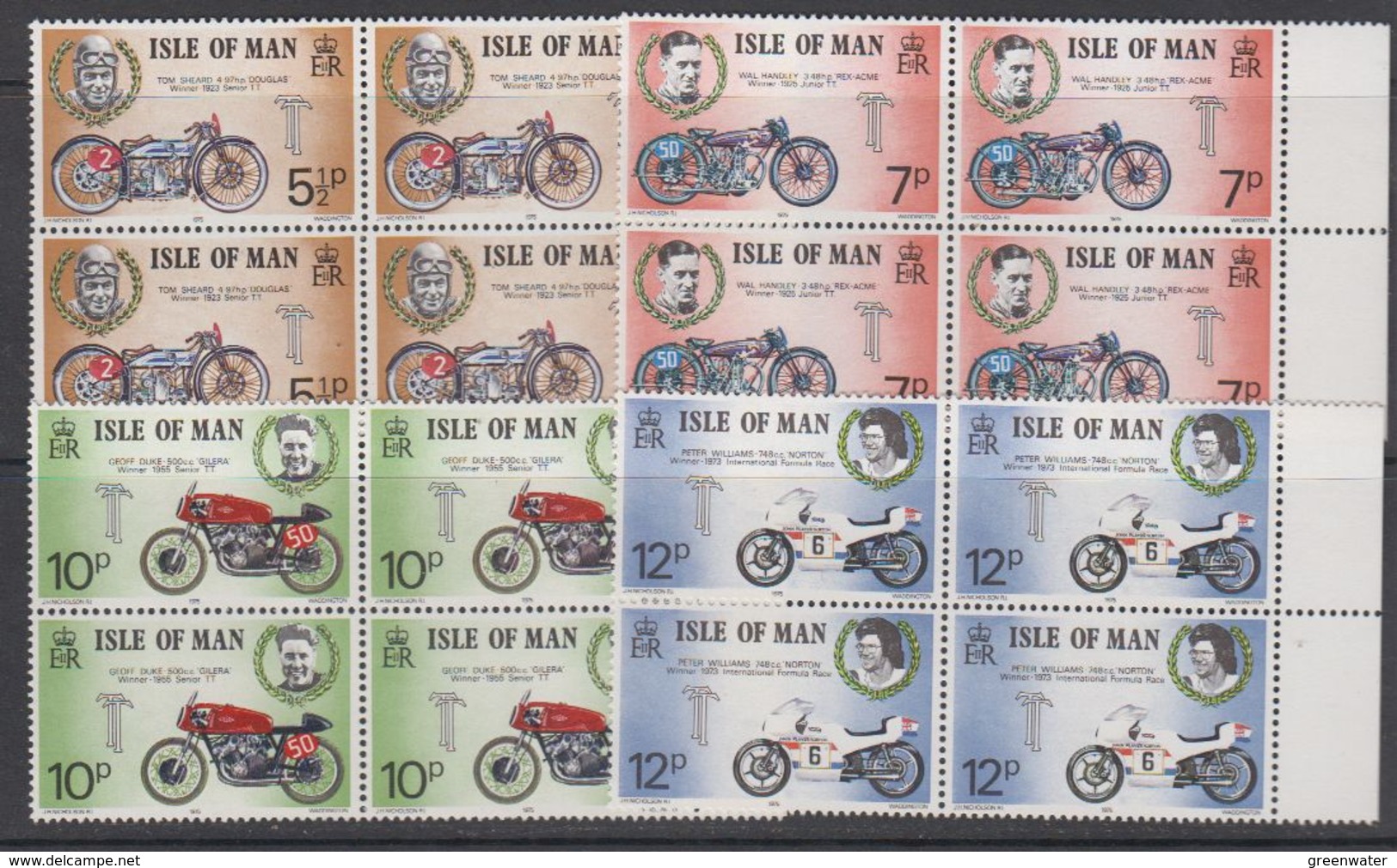 Isle Of Man 1975 Motorcycles / TT Races 4v Bl Of 4 ** Mnh (42529D) - Isle Of Man