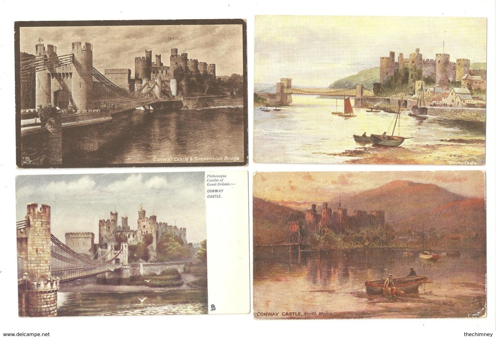 FOUR CONWAY CASTLE Caernarvonshire WALES 3 ARE ART DRAWN - Caernarvonshire