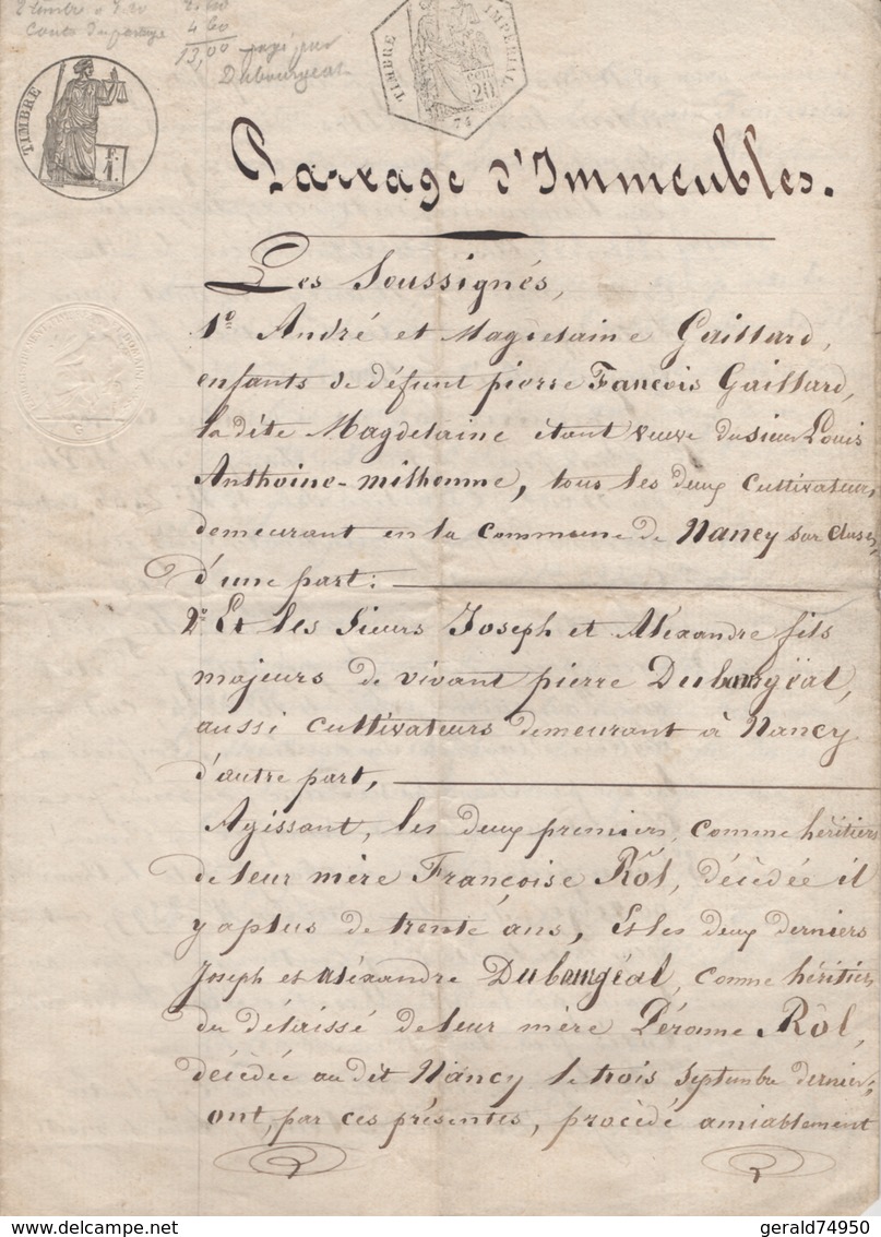 Document Partage D'immeubles à Nancy-sur-Cluses (1872) - Unclassified