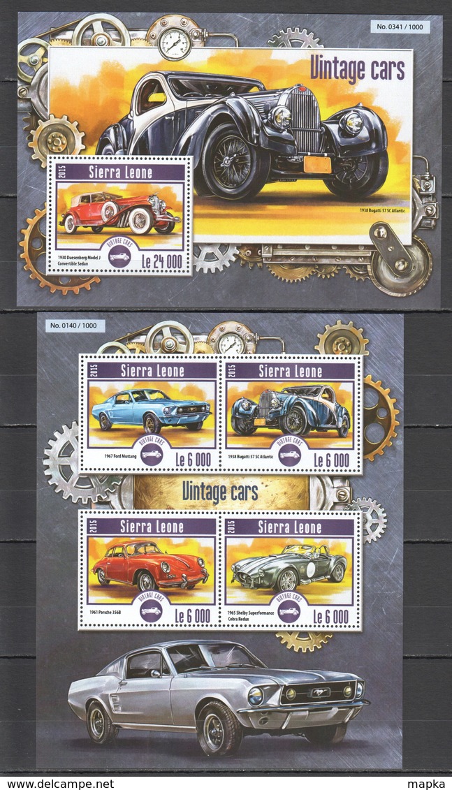 VV381 2015 SIERRA LEONE TRANSPORT VINTAGE CARS 1KB+1BL MNH - Voitures