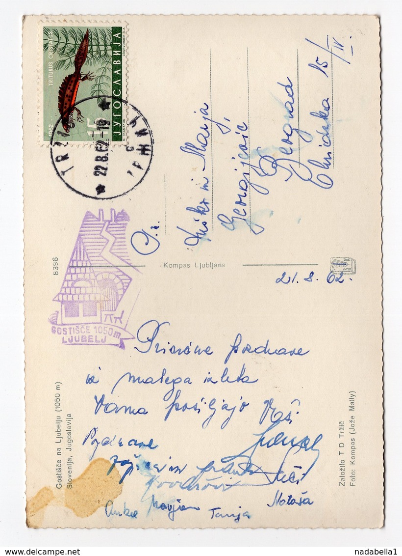 1962 YUGOSLAVIA, SLOVENIA, LJUBELJ, SKI RESORT, POSTCARD, USED - Slovenia