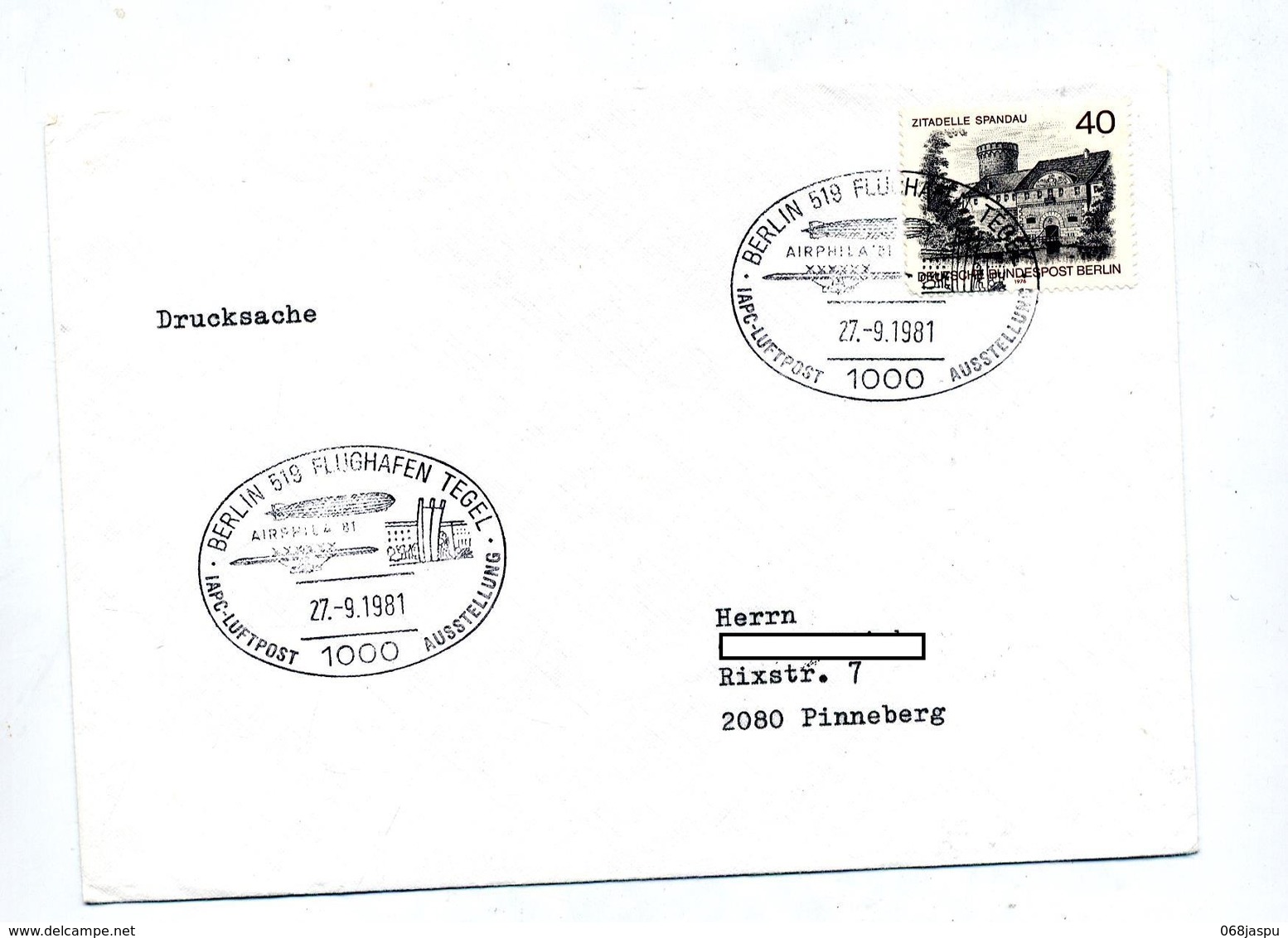 Lettre Cachet Berlin Expo Iapc Airphila Theme Zeppeline - Franking Machines (EMA)