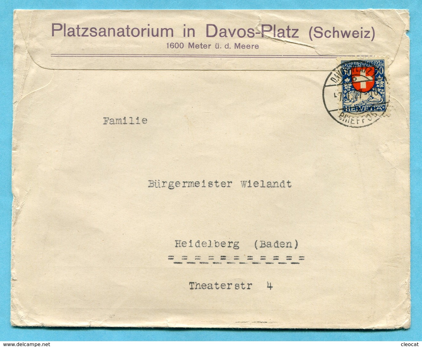 Illustrierter Brief Von Davos Nach Heidelberg 1927 - Absender: Platzsanatorium - Lettres & Documents