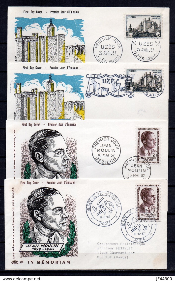 FRANCE - FR1324 - 85 FDC-CP - 1957 - Année Complète - FC - 1950-1959