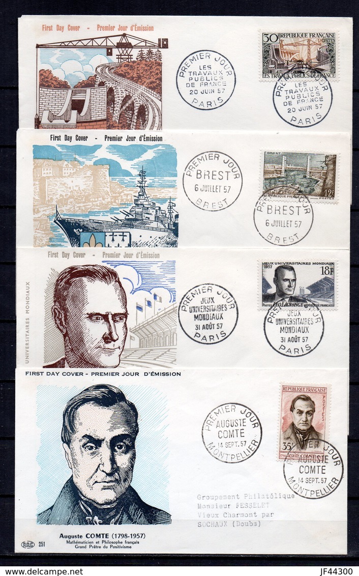 FRANCE - FR1324 - 85 FDC-CP - 1957 - Année complète - FC