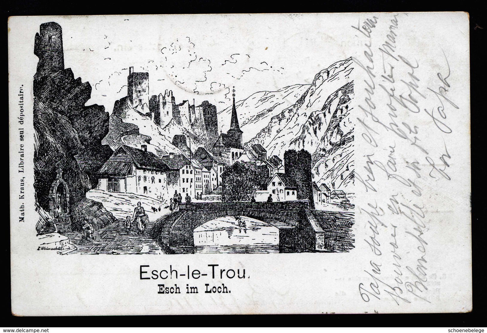 A6165) Luxemburg Karte Esch-le-Trou Diekirch 04.06.00 N. Jemeppe / Belgien - 1895 Adolfo Di Profilo