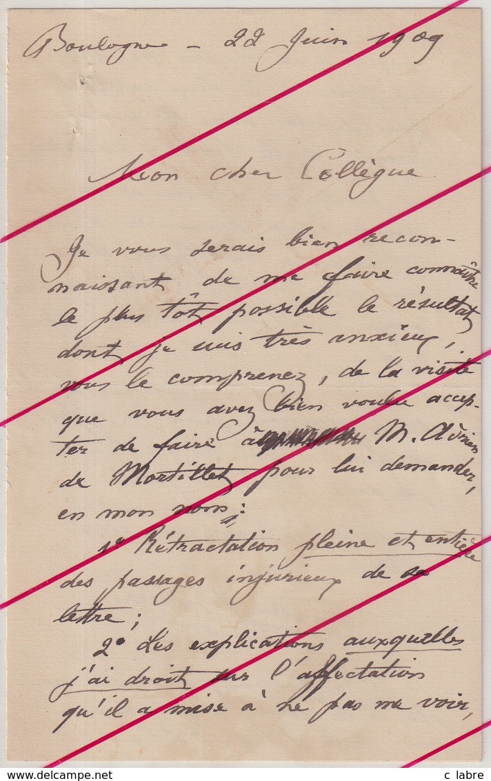 PREHISTOIRE : 6 LAS . D'Emile Rivière à son so collègue et ami Mr TATE . 1906/14 .