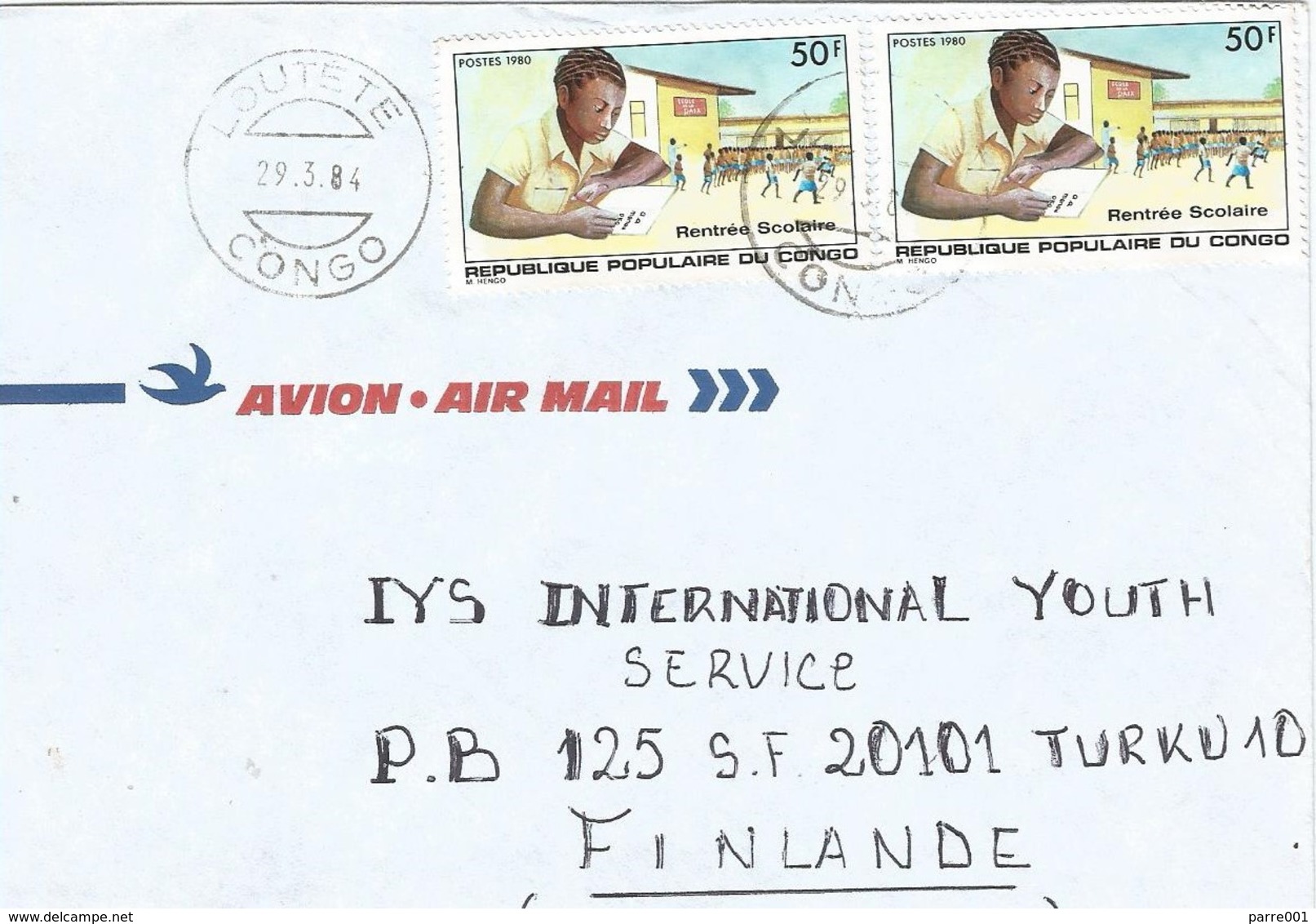 Congo 1984 Loutete School Child Education Cover - Afgestempeld