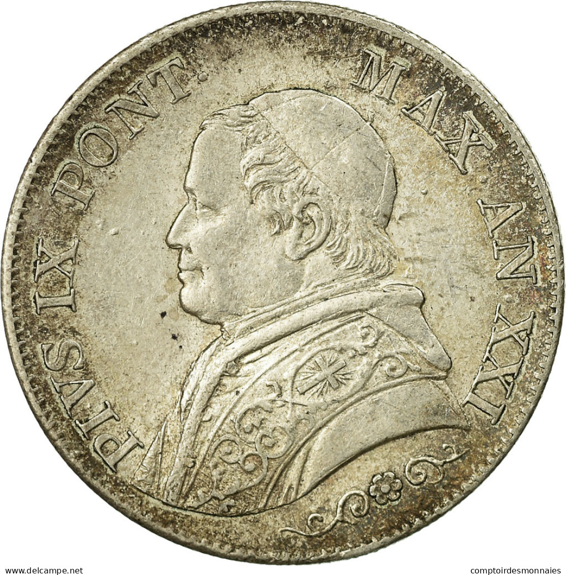 Monnaie, États Italiens, PAPAL STATES, Pius IX, Lira, 1866, Roma, SUP, Argent - Vatican