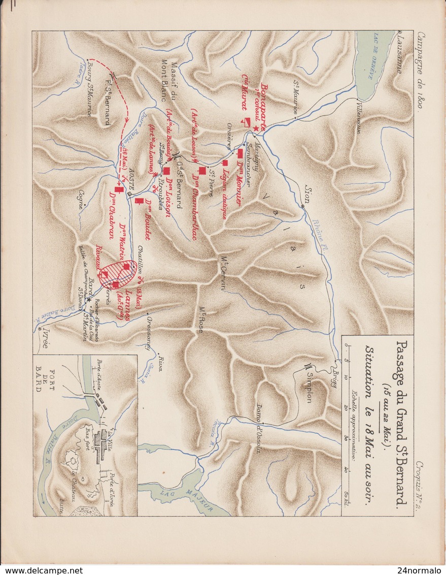 2 Bonaparte 1800 Plan Passage Du Grand St Bernard - Documents Historiques