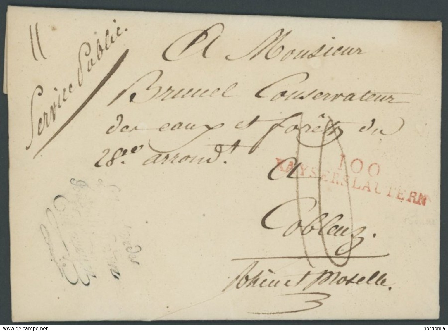 BAYERN 1810, 100 KAYERSLAUTERN, Roter L2, Auf Persönlichem Briefpapier Von Charles Eickemeyer, Taxiert, Prachtbrief - Vorphilatelie