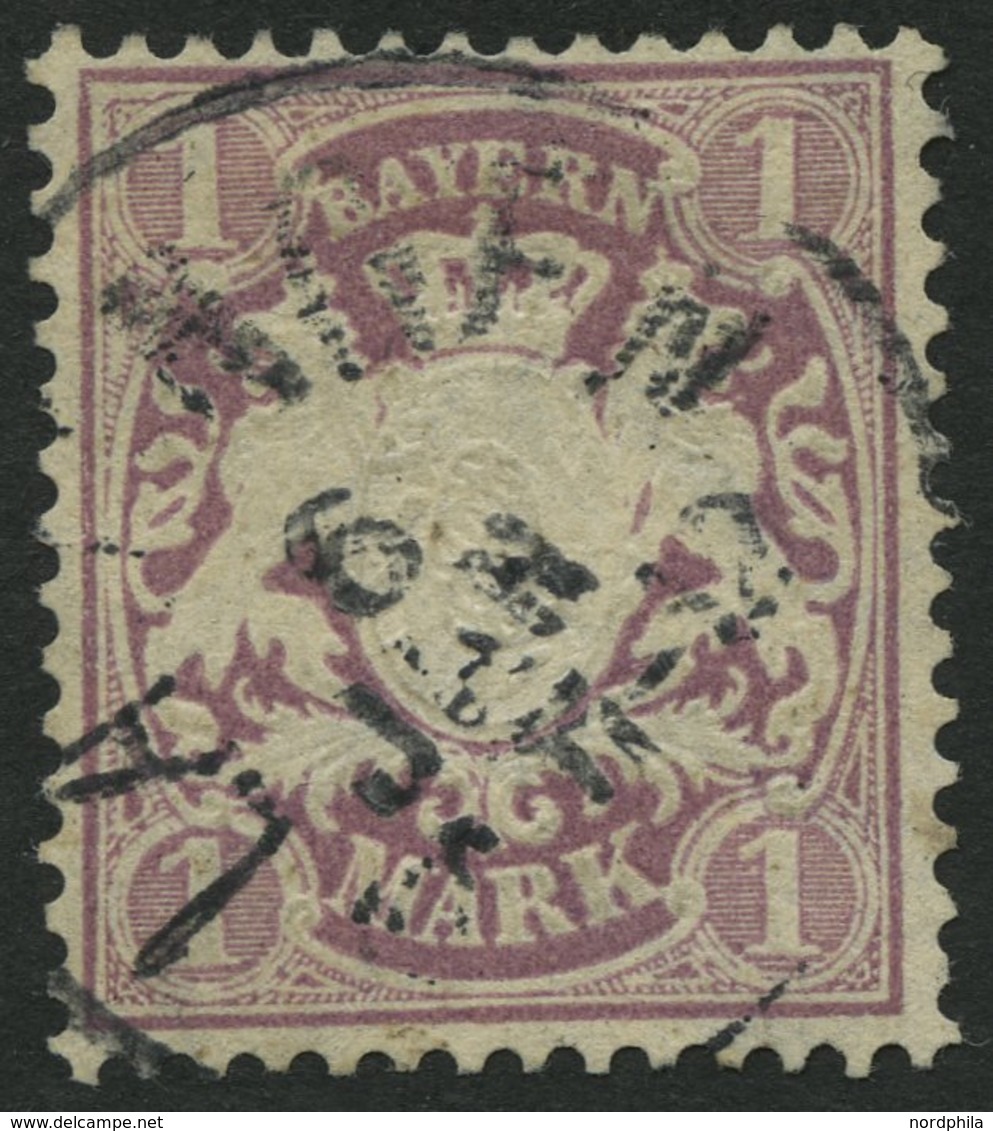 BAYERN 43 O, 1879, 1 M. Braunpurpur, Wz. 2, Pracht, Mi. 110.- - Otros & Sin Clasificación